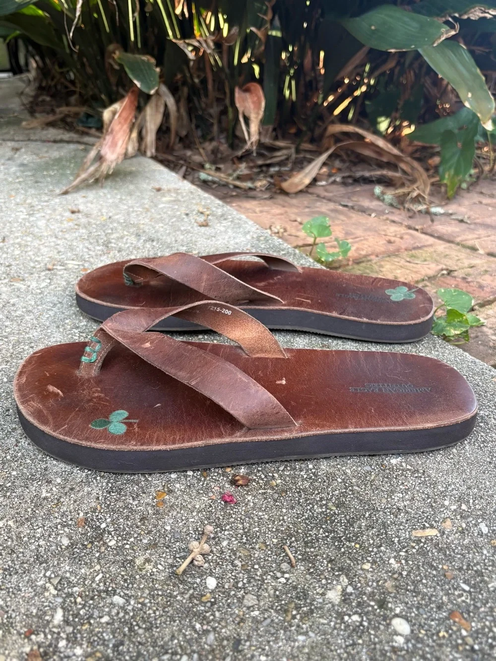 American Eagle AEO Brown Leather Men’s Thong Sandal Sz 9 Casual Preppy College